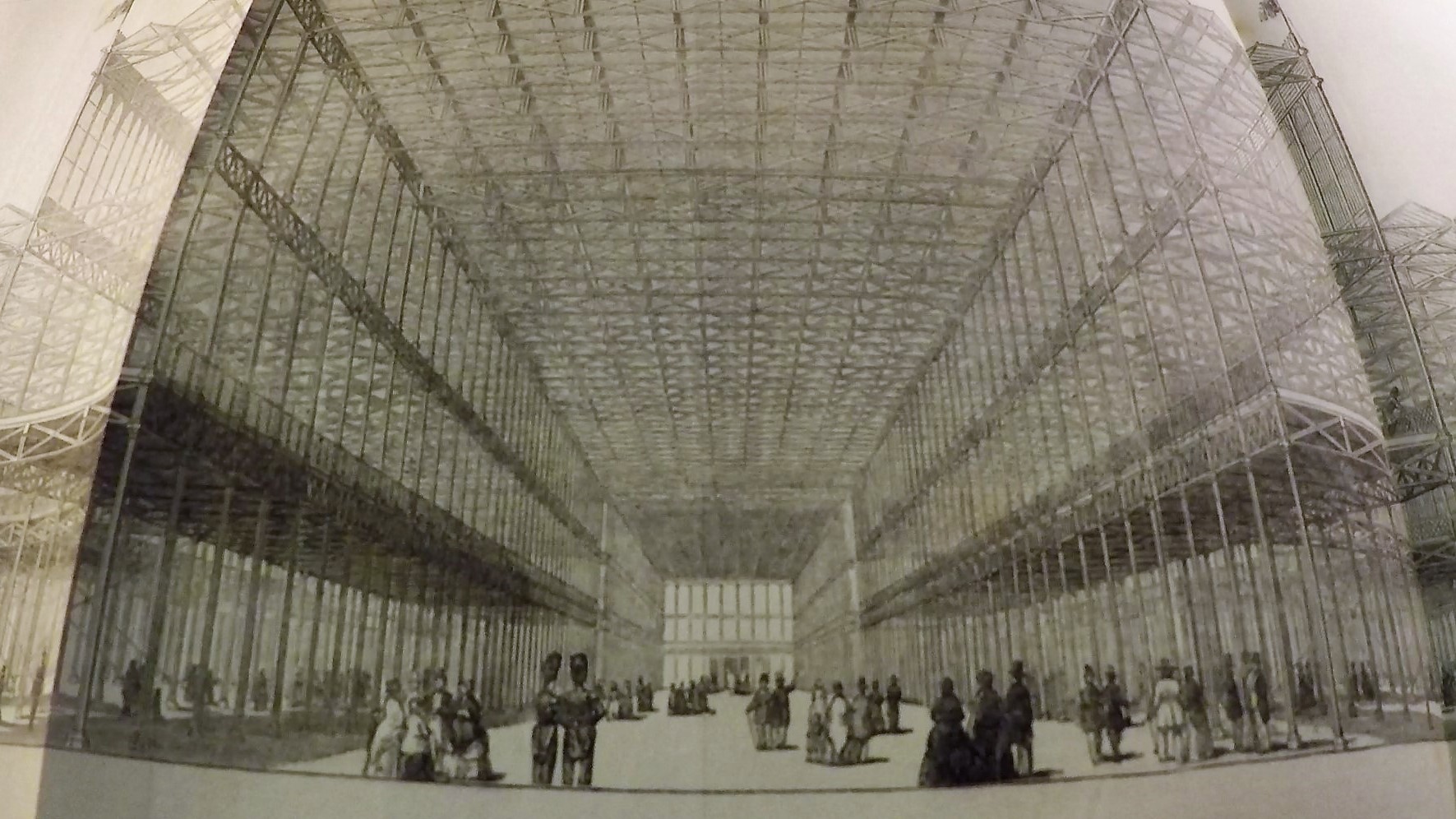 Illustration of the Crystal Palace, London, under construction