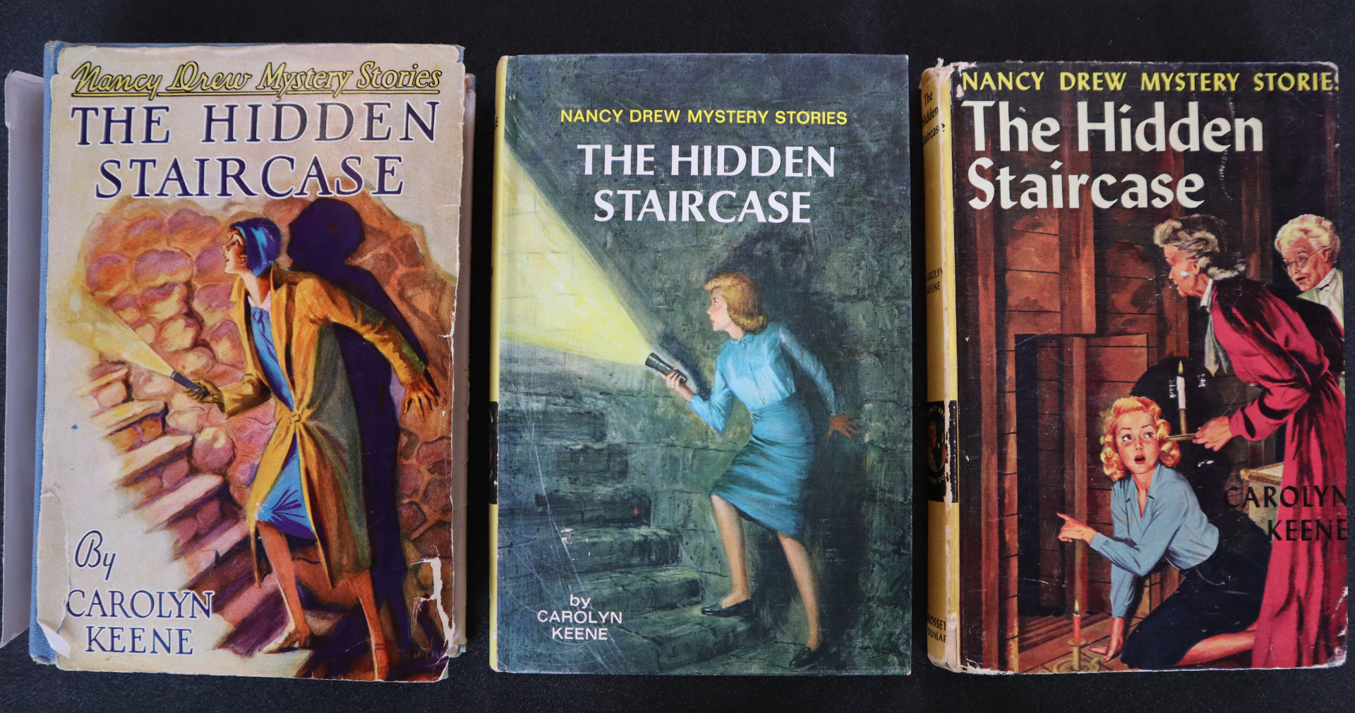 Covers of the Nancy Drew Mystery "The Hidden Staircase"